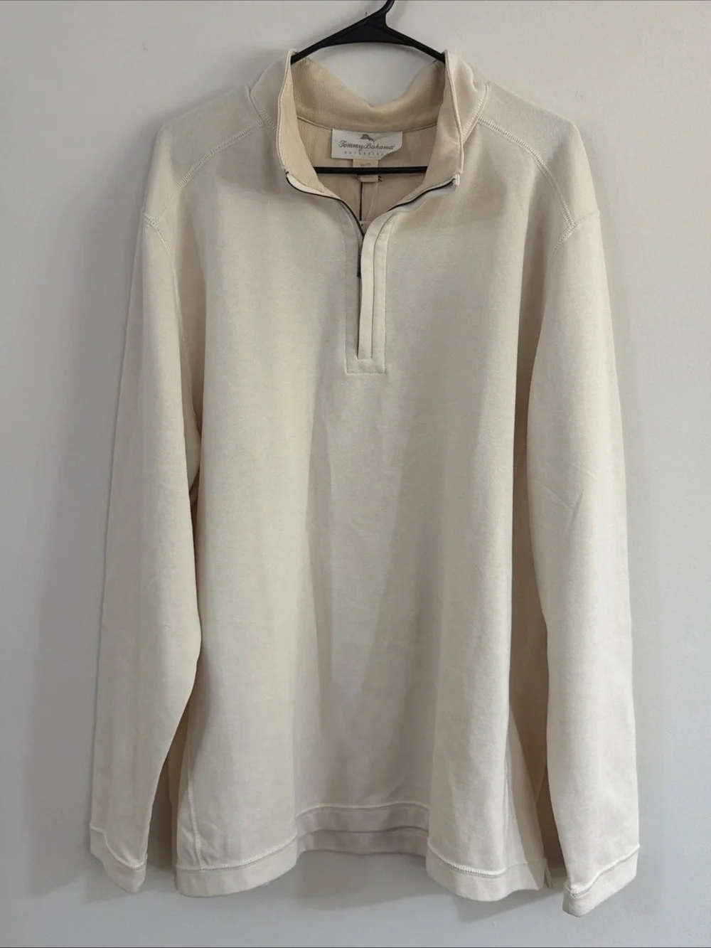NWT Tommy Bahama Mens XL Switch It Up Reversible Half Zip Pullover Coconut Cream